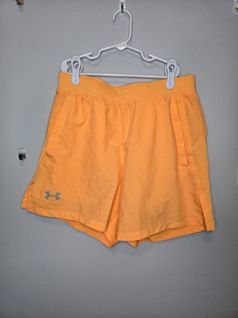 Under Armour Neon Orange Fitted Running Shorts Size M